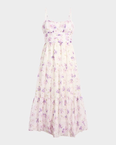 Joie Tossed Poppies Tiered Midi Dress