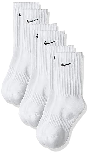 Nike Unisex Everyday Cushioned Crew Crew-trainingssocken (3 Paar) (3er Pack) - L - Weiß / Schwarz