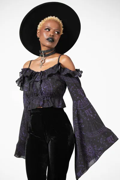 Spirit Hand Chiffon Top | M / Black / 97% Polyester 3% Elastane