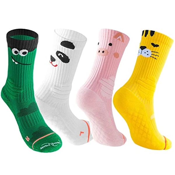 Angelteers Functional Sports Socks Animal Athletic Crew Socks for Women Big Kids