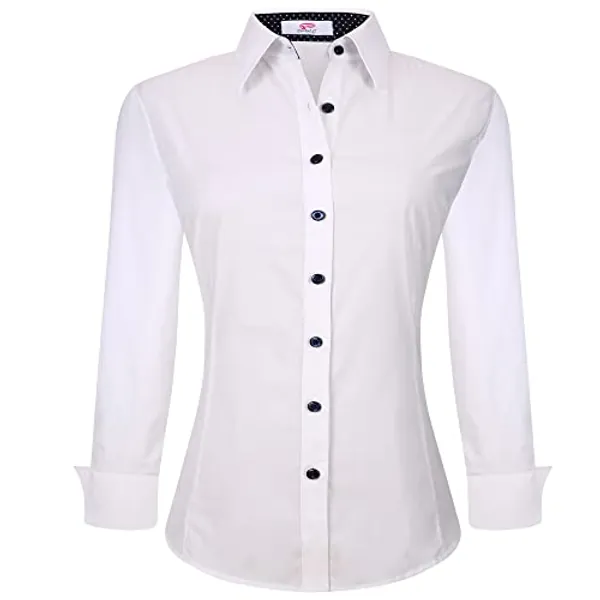 Esabel.C Womens Button Down Shirts Long Sleeve Regular Fit Stretch Work Blouse
