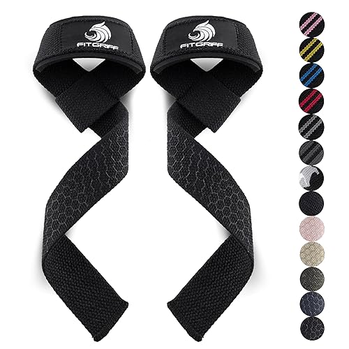 Fitgriff® Zughilfen (gepolstert) für Krafttraining, Bodybuilding, Fitness - Kreuzheben Gurte - Lifting Straps - für Frauen und Männer - X-Small (unter 16cm Handgelenkumfang) - Black Original (Silicone)