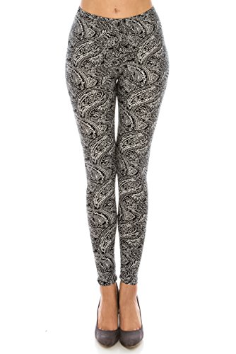 The Leggings Gallery Women's Printed Fashion Leggings Ultra Soft Solid & Patterned - Regular/Plus Sizes - One Size - Wild Paisley