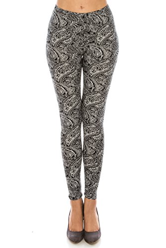 The Leggings Gallery Women's Printed Fashion Leggings Ultra Soft Solid & Patterned - Regular/Plus Sizes - One Size - Wild Paisley