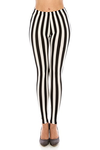 The Leggings Gallery Women's Printed Fashion Leggings Ultra Soft Solid & Patterned - Regular/Plus Sizes - One Size - Broad Stripes