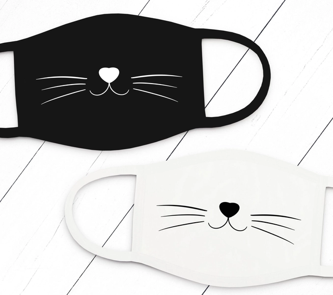 Cat Face Mask  | Cat Halloween Mask | Cat Face with whiskers | Reusable Face Mask