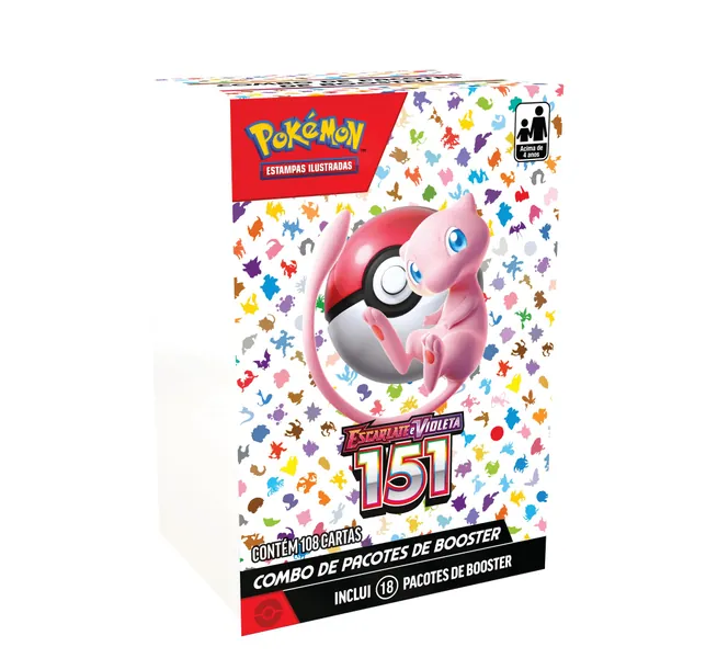 Box 18 Boosters Cards Pokémon TCG Coleção Especial Escarlate e Violeta 151 Copag Cards Cartas em português oficial original