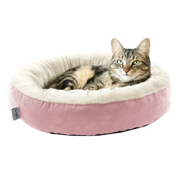 Love's cabin Cama de almofada redonda para gatos e cães, cama para animais de estimação de 50,8 cm para gatos ou cães pequenos, fundo antiderrapante e resistente à água, camas para animais de - Donut - rosa