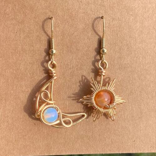 Beaded Alloy Earrings - Gold / One Size