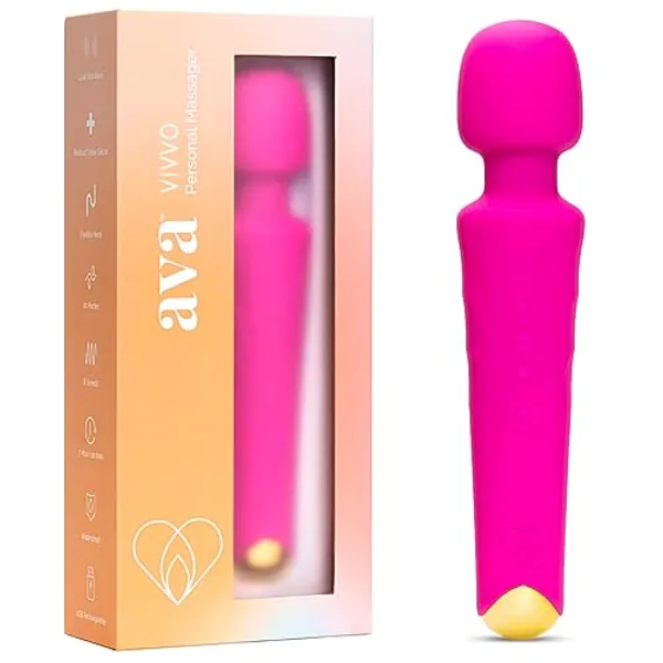 Ava Vibrator Wand Sex Toys [Clit Stimulator Vibrators] Vibrator for Woman | Sex Toy | Gifts for Women | 20 Patterns & 8 Speeds of Pleasure | Quiet & Small | Adult Sex Toys -Premium - Hot Pink