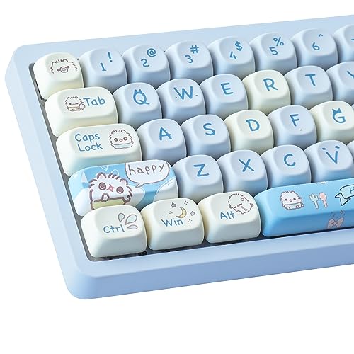 Hyekit PBT Keycaps for Mechanical Keyboard - 145 Keys Baby Cat Keycaps, Dye-Sublimation Cute Keycaps MOA Profile Custom Keycaps for Cherry Gateron MX Switches, for Mac Windows PC Keyboard - Baby Cat