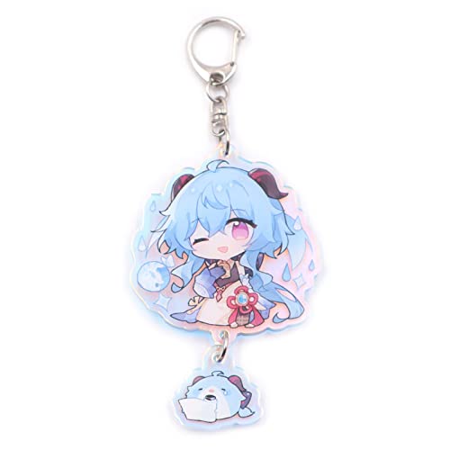 Hanging Ornament Anime ribbon cute keychain pendant gift key ring backpack pendant wind chime - One Size - Ganyu