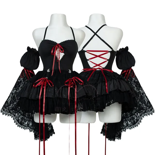 Blood Moon Laced Witch Dress - Black / S/M