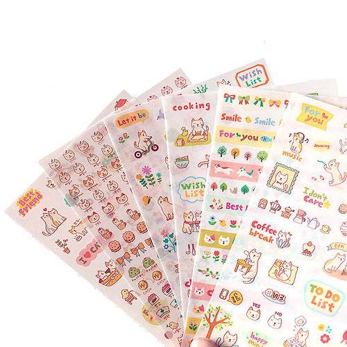 Lovely Cat Kitten Kitty Stickers, Super Cute Small Assorted Stickers Pack for Diary Scrap Book Kids Craft Cartoon Scrapbooking Album Décor Decoration, Korean School Office Stationery, 18-Sheets