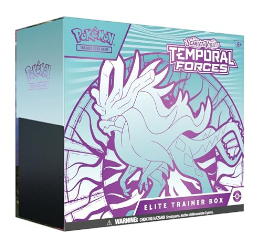 Pokémon TCG: Scarlet & Violet—Temporal Forces Elite Trainer Box – Walking Wake (1 Full-Art Flutter Mane Promo Card, 9 Boosters & Premium Accessories)