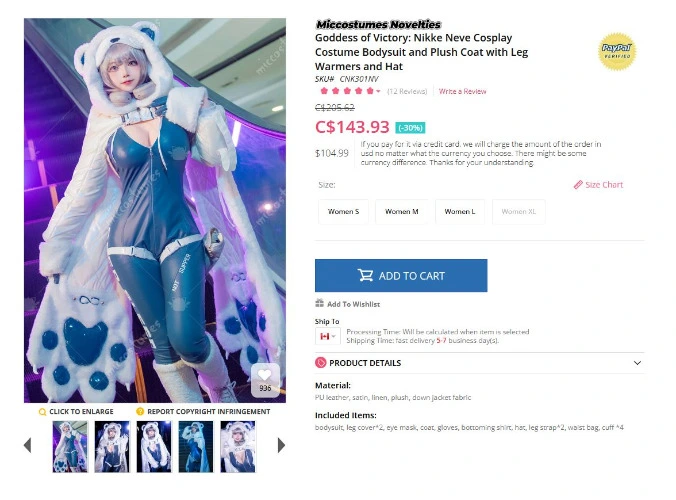 Neve - Nikke Cosplay (Shipping Included)