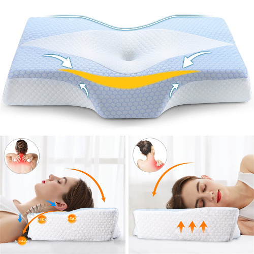 Cervical Pillow for Neck Pain Relief, Neck Pillow for Sleeping Neck Pain, Orthopedic Sleeping Pillow for Neck and Shoulder Pain, Ergonomic Contour Memory Foam Neck Support Pillow for Side Back Sleeper