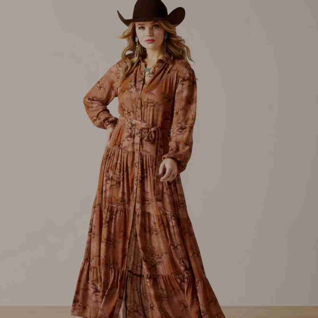 Ariat Wms Gallop Away Maxi Dress Brown Multi