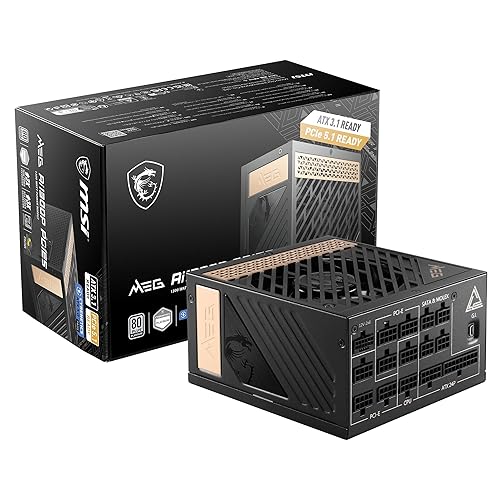 MSI MEG Ai1300P PCIE 5.1 & ATX 3.1 Gaming Power Supply - Full Modular - 80 Plus Platinum Certified 1300W - 100% Japanese 105°C Capacitors - Compact Size - ATX PSU - 10 Year Warranty - 1300W - MEG Ai1300P PCIE5