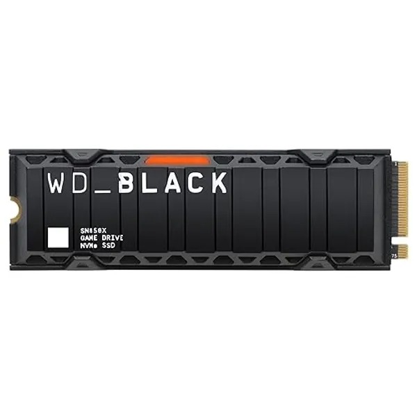 WD_BLACK SN850X 2TB NVMe M.2 SSD, M.2 2280 NVMe SSD with Heatsink, Gaming Expansion SSD, PCIe Gen4 NVMe, High Performance Internal SSD, Read speeds up to 7300 MB/s, Write speeds up to 6,600 MB/s