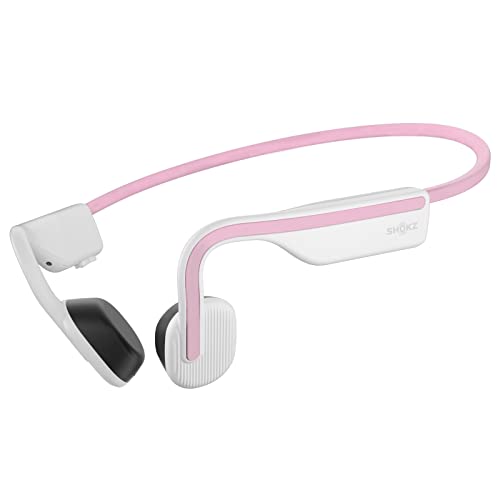 SHOKZ (AfterShokz OpenMove - Open-Ear Bluetooth Sport Headphones - Bone Conduction Wireless Earphones - Sweatproof for Running and Workouts, with Sticker Pack - Pink