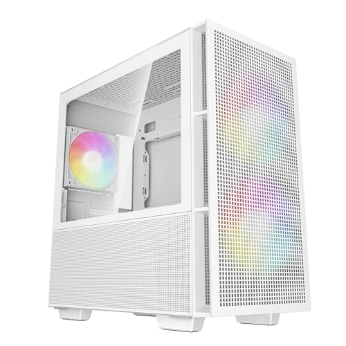 DeepCool CH360 WH mATX Airflow case, 2X Pre-Installed 140mm ARGB Fans, 120mm ARGB Rear Fan, Hybrid Mesh/Tempered Glass Side Panel, Magnetic Mesh Filter, Type-C, USB 3.0, White - CH360 WH (Micro ATX)