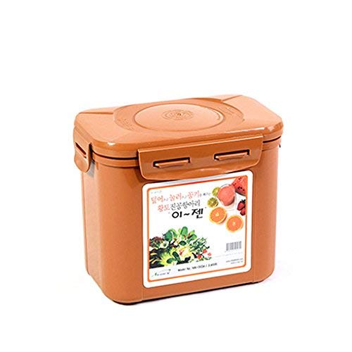 E-Jen Premium Kimchi, Sauerkraut Container Probiotic Fermentation with Inner Vacuum Lid (Earthenware Brown, 0.45 gal/ 1.7L) - Earthenware Brown - 0.45 gal/ 1.7L