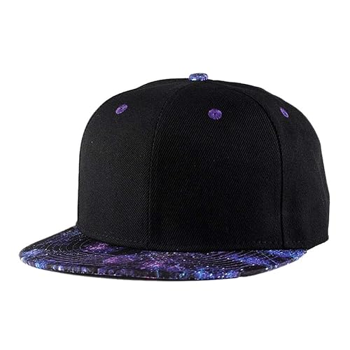 Snapback Hat for Women,Hip Hop Style Colorful Flat Bill Hats Teens Adjustable Baseball Cap - One Size - Black Purple