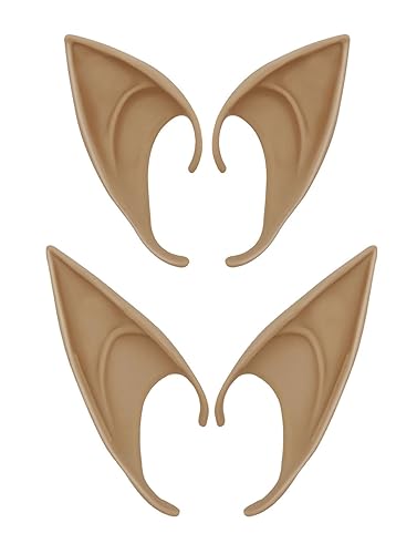 Yilistore 2 Pairs Elf Ears, Pixie Dress Up Cosplay Soft Pointed Ears,Masquerade Accessories Halloween Fairy Ears - Deep Color