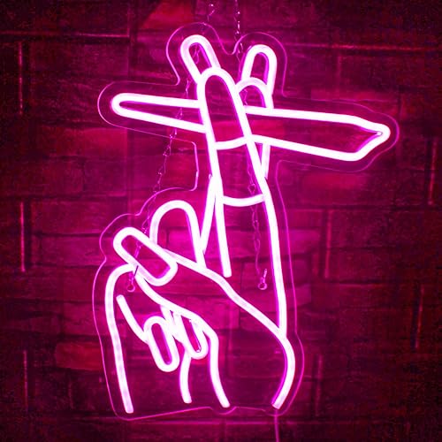 WLHOPE Hand Neon Signs Pink Led Neon Signs for Wall Decor, Gesture Neon Signs USB Hand Neon Light Signs Bar Light Up Signs for Bedroom Living Room Office Restaurant Home Bar Party Game Room - A-Pink hand