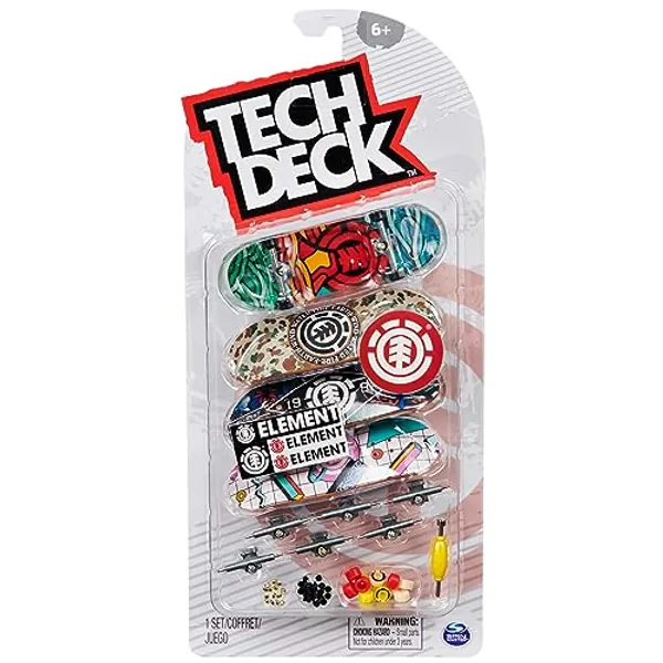 Tech Deck, Ultra DLX Fingerboard 4-Pack, Element Skateboards, Collectible and Customizable Mini Skateboards, Kids Toy for Ages 6 and up - 4-pack Boards
