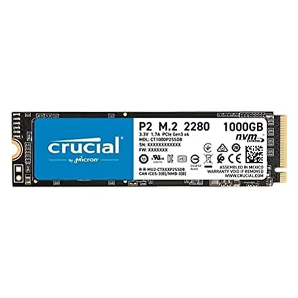 
                            Crucial P2 1TB 3D NAND NVMe PCIe M.2 SSD Up to 2400MB/s - CT1000P2SSD8
                        