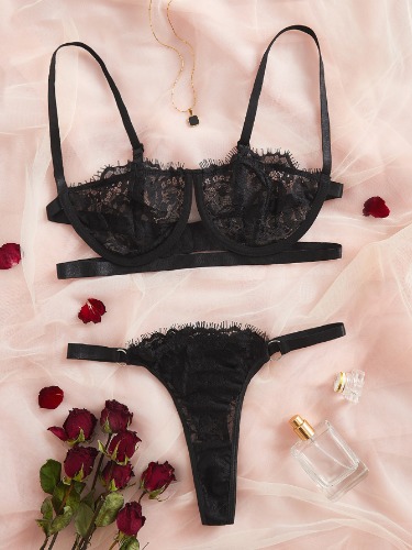 Floral Lace Bra & Panty Lingerie Set