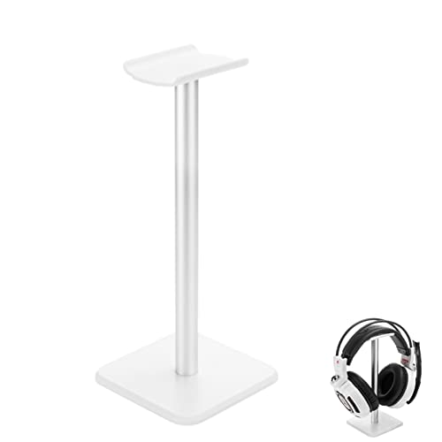 Mnixy Soporte para Auriculares Aluminio, Desmontable Soporte para Auriculares, Stand para Headset de Juego con Base Maciza, Aplicar para Auriculares Bluetooth, Auriculares Gaming(Blanco Plateado)