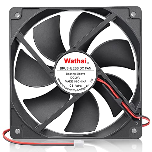 Wathai 120x120x25mm 120mm 24v Case Fan PC Cooling DC Brushless Motor Fan High Airflow - 24V 2Pin 2000RPM