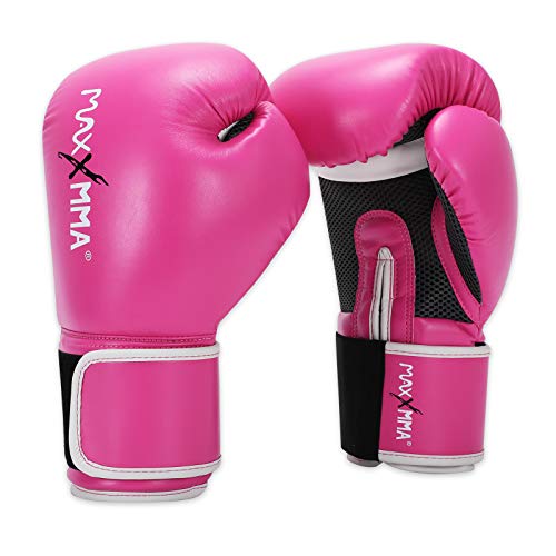 MaxxMMA Pro Style Boxing Gloves for Men & Women, Training Heavy Bag Workout Mitts Muay Thai Sparring Kickboxing Punching Bagwork Fight Gloves - Pink - 10 oz.