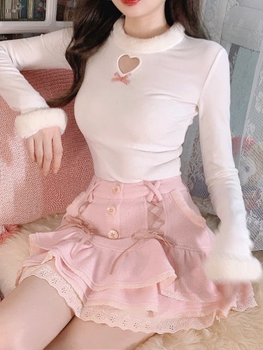 Dollette Skirt & Turtleneck Outfit - White Turtleneck / L