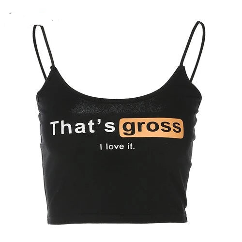 'That's Gross' Black Crop Top - Black / L