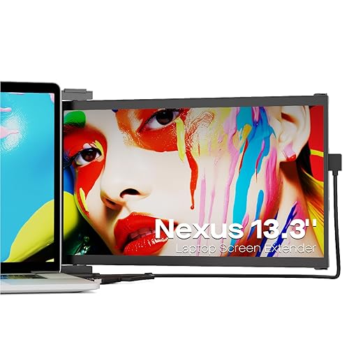 New Nexus 13.3" FHD 1080P Laptop Screen Extender, USB C/USB A/HDMI Plug and Play Laptop Monitor, IPS Ultra Slim Portable Monitor for 13"-14.5" Laptops, Compatible with Windows/macOS/Android/Switch - Nexus 13.3"