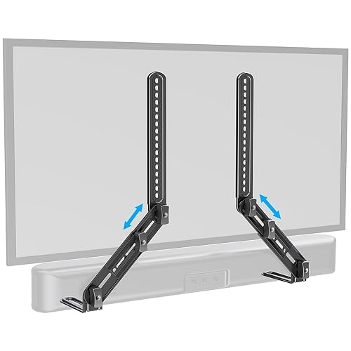 ELIVED Soundbar Mount, Sound Bar TV Bracket, for Mounting Above or Under TV, Fits Most Sound Bars Up to 15 Lbs, Tool-Free Knob Adjustable, for 23-90" TVs with Detachable Extension Arms and L-Brackets
