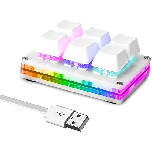 Ecarke 6-Key Gaming Keyboard,OSU Keypad Hotswap Keypad Mechanical Gaming PC Keyboards Programming Macro with Software for macros or Rhythm Games(Upgrade Cherry Shaft & RGB LED) - 6-key