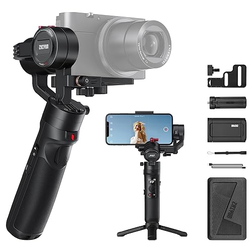 ZHIYUN Crane M2 [Oficial] Estabilizador Cámara de 3 Ejes, Estabilizador para Cámara de Acción, GoPro y Cámara sin Espejo, Teléfono Inteligente, con Abrazadera para Teléfono Inteligente, Trípode
