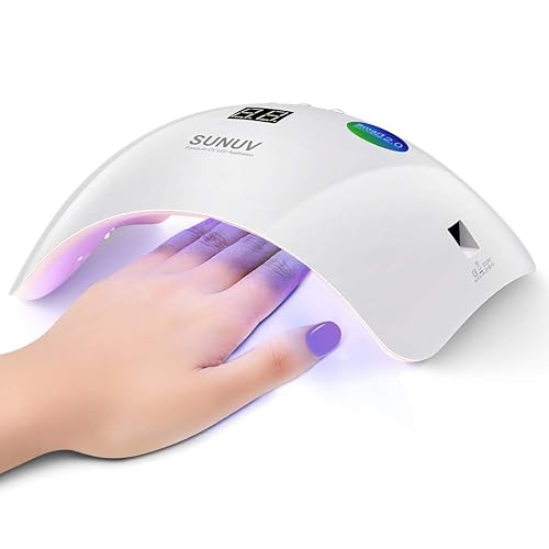 SUNUV Lámpara LED Uñas Lámpara de Uñas Secador de Uñas Rosa con Sensor de Inicio Automático, Pantalla LCD y Temporizador de 30/60/99s
