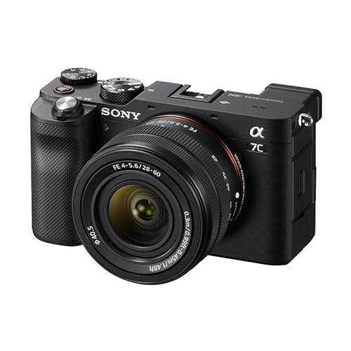 Sony Alpha 7 C - Cámara evil de fotograma completo con objetivo zoom Sony FE 28-60mm F4-5.6 (compacta y ligera, enfoque automático a tiempo real, 24.2 MP, Incluye: SEL-2860) Negro - Negro - Cámara + SEL-2860