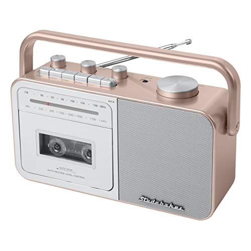 Studebaker SB2130RG Portable Cassette Player/Recorder with AM/FM Radio (Rose Gold/Silver) - Rose Gold/Silver