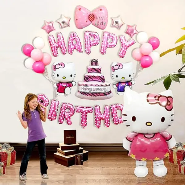 25Pc Happy Birthday Banner - Fun Set Party Supplies Decoration Cute Cartoon Colorful party deco for Girls and Toddlers