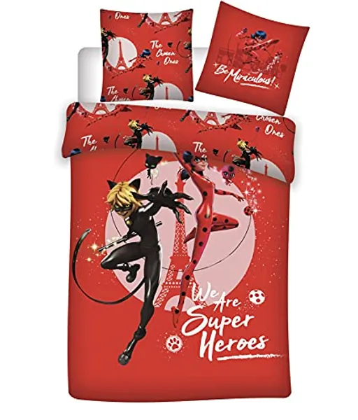 Miraculous Ladybug Duvet Cover Superheroes - Single - 140 x 200 cm - Red