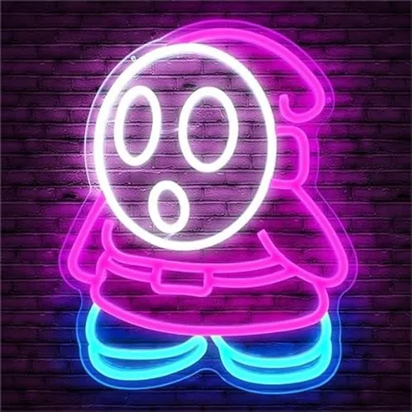 Shy Guy Neon Sign from Gaming Neon Sign Dimmable Ghost Led Neon Light for Bedroom Kids Game Room Man Cave Birthday Halloween Decor Christmas Gift