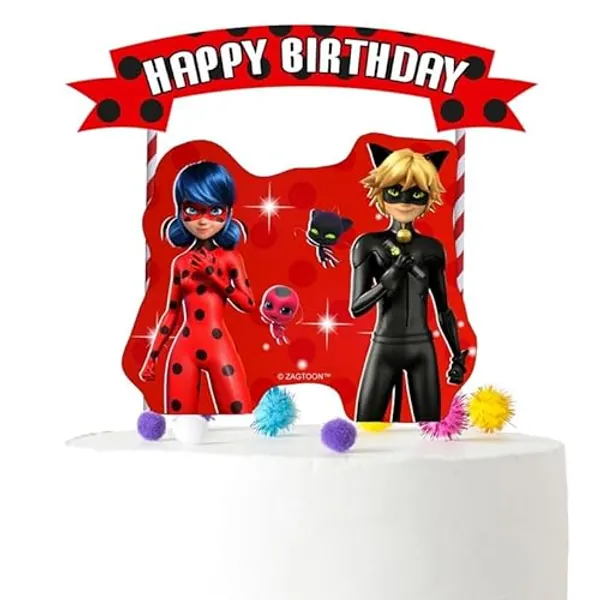 PC Miraculous Ladybug Cake Topper, 1 PCS, Red, Birthday Party Supply