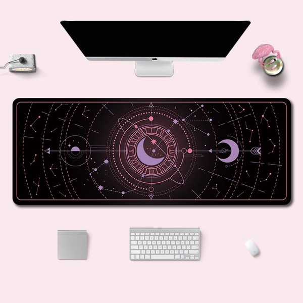 Crescent Moon Desktop Mat Astronomy Room Decor Stars Keyboard Pad - D